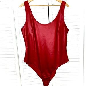 Red Liquid Leather Bodysuit FOREVER 21+ 1X